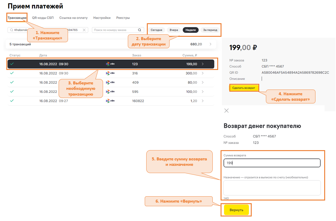 СБП | ЛК | Возврат | Справочный центр Raif Pay
